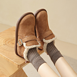 Bottines Chukka pour femmes en daim à bout rond, à lacets, doublure en fourrure, bottines d'hiver chaudes et confortables, semelle en caoutchouc - Product Image 2
