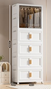 Verstärkter Moderner Aufbewahrungsschrank für Zuhause Schlafzimmer Baby-Kleiderschrank mit Rollen Mehrschichtiger Faltbarer Höhenverstellbarer Kleiderorganizer - Product Image 6