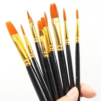 10 pièces/ensemble Nylon artiste pinceau professionnel aquarelle acrylique manche en bois peinture à l'huile stylos Art fournitures papeterie