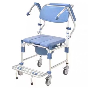Chaise de toilette à roulettes en alliage d'aluminium, pliable et portable, pour personnes âgées et handicapées, utilisation sous la douche - Product Image 2