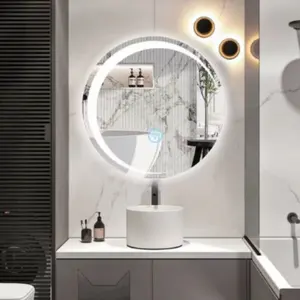 Modern Customized Makeup Wall Round Mirror Bathroom Decor Smart Washroom LED Mirrors For Hotel