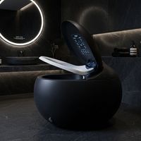 WC intelligent en forme d'œuf, toilettes modernes ovales intelligentes avec lumière LED, télécommande, siège chauffant, articles sanitaires en gros