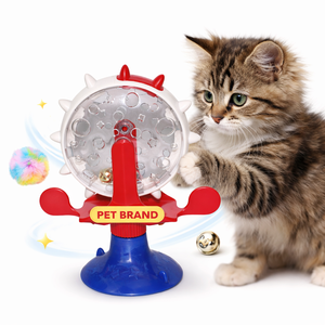 ของเล่นแมวแบบกังหันลม OEM แบบกำหนดเอง พร้อมที่จ่ายขนมและฐานดูดสุญญากาศ รองรับการออกแบบบรรจุภัณฑ์ที่เข้ากันกับสี และรับสั่งซื้อจำนวนมาก - Product Image 1