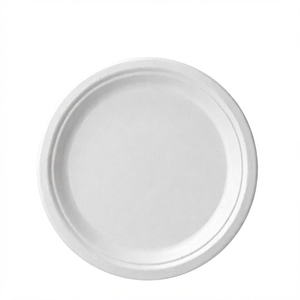 Platos Desechables Redondos de Bagazo de 7 Pulgadas, Blancos, Ecológicos, Biodegradables, Compostables, Aptos para Microondas, para Bodas, Fiestas y Catering - Product Image 1