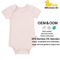 Ropa de Bebé Unisex, 95% Bambú, 5% Elastano, Venta al por Mayor, Mameluco de Manga Corta para Bebé, Body de Verano para Niña