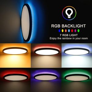 Plafoniera <span class=keywords><strong>LED</strong></span> a Tre Colori per Soggiorno, Luce da <span class=keywords><strong>Soffitto</strong></span> Quadrata o Rotonda per Salotto - Product Image 4