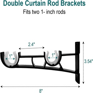 Support de <span class=keywords><strong>tringle</strong></span> à <span class=keywords><strong>rideau</strong></span> <span class=keywords><strong>double</strong></span> en fer moderne, prix direct usine, installation facile <span class=keywords><strong>sans</strong></span> perçage, accessoires de rideaux robustes - Product Image 2