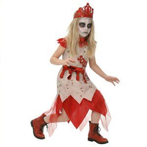 Blood Queen Halloween Costume for Children 8-13 Years Cosplay Performance Dress with Crown and Makeup Polyester <b>Spring</b> 2026 - Product Image 3
