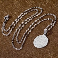 Mode Exorcisme Pendentif Bijoux En Acier Inoxydable Saint Benoît Médaille Pendentif Avec Chaîne Collier