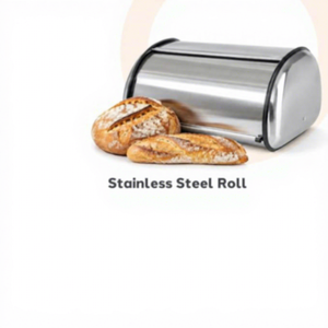 Caja de Pan de Acero Inoxidable con Tapa Abatible, Contenedor de Almacenamiento de Alimentos a Prueba de Humedad y Polvo para Cocina - Product Image 2