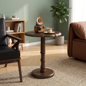 Mesa de Centro Redonda Tradicional de Madera con Base de Patas Torneadas, Diseño Antiguo, Muebles para Sala de Estar - Product Image 3