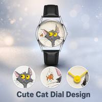 Montre à quartz unisexe en acrylique et cuir, motif dessin animé, pour enfants, hommes et femmes, avec aiguilles uniques, idéale pour un cadeau – Vente directe usine Ting Mingyi