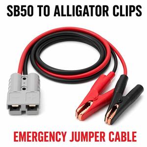 Câble de connexion de batterie 6AWG en cuivre pur, 600V, avec fiche de style SB50 et pinces crocodiles, faisceau de câblage PVC 16mm² pour applications multiples - Product Image 1
