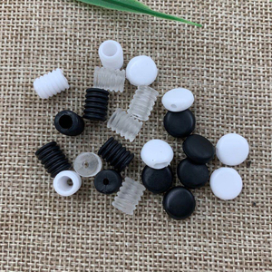 도매 조절 가능 이어루프 흰색 및 검은색 실린더 고무 탄성 실리콘 코드 스토퍼 - Product Image 2