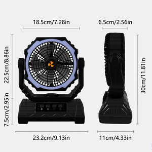 10000mah Black Portable <b>Outdoor</b> Solar Camping Fan with Remote Control and Led Light, Charging <b>Table</b> for Fishing Fan - Product Image 4
