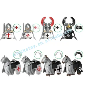 G0128中世纪士兵和马骑士霍斯波塔勒条顿积木儿童积木收集玩具