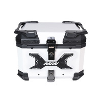 Coffre arrière élégant blanc 45L pour moto, étanche, à dégagement rapide, en alliage d'aluminium, boîte de rangement anti-chute, coffre arrière gaufré