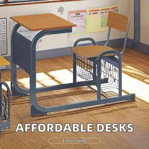 Ensemble moderne de bureau et chaise individuels avec table et chaise d'étudiant en métal Aoyasi PT-313B - Product Image 2