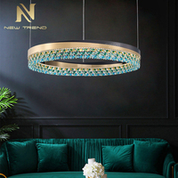 Lampe de luxe Hall d'hôtel Villa Décoration Anneau Lustre Lampe Anneau LED Personnalisé Cristal Pendentif Lumière