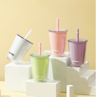Vente en gros gobelets à eau en plastique ps gobelets 16 Oz l boule à neige à double paroi gobelet à café maigre avec couvercle et paille en vrac