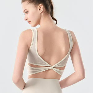 Combinaison de yoga sexy dos nu à bretelles croisées avec coussinets de poitrine, coupe ajustée, légère et respirante, vêtements de sport d'été pour femmes - Product Image 5