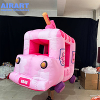 Costume gonflable de camion de crème glacée rose à motif de dessin animé imprimé, ballon gonflable géant en forme de voiture rose