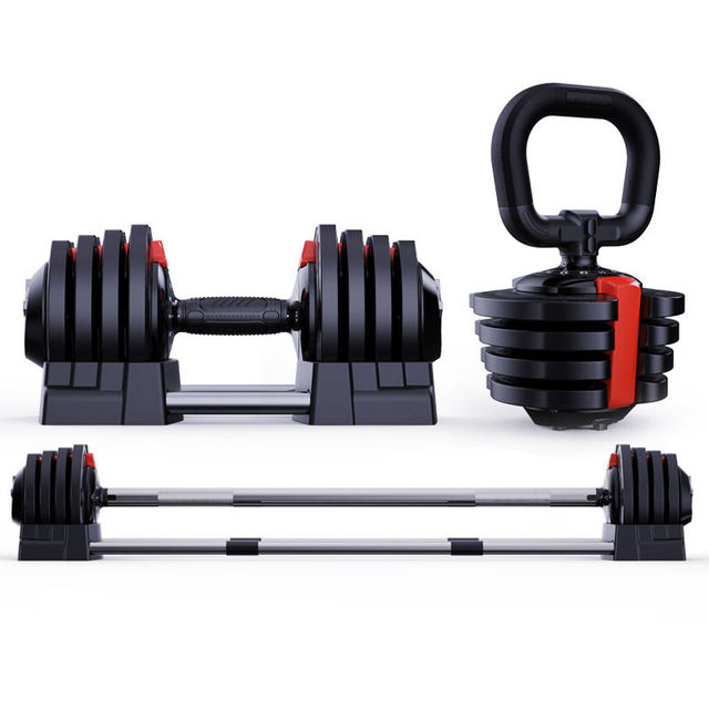 New 3-in-1 Free Weight Gym Training Equipment Quick Adjustable Steel Dumbbell Kettlebell Set for Home Use Exercise Strength Core