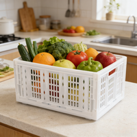 Caisse en plastique pliable et empilable de haute qualité avec logo personnalisé, en maille, écologique, pour le stockage des fruits en agriculture