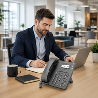 Téléphone IP d'entreprise Flyingvoice P20, 2 lignes SIP 2.0, Wi-Fi 2.4G, port USB 2.0, écran LCD rétroéclairé 2,3 pouces, Ethernet RJ45, prise en charge EHS10