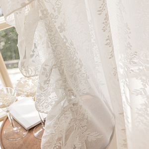 Nuova luce estiva di lusso di lusso <span class=keywords><strong>pizzo</strong></span> <span class=keywords><strong>francese</strong></span> Semi oscurante balcone soggiorno schermo tenda trasparente - Product Image 6