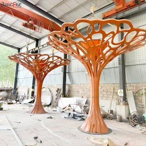 Tượng cây trừu tượng khổng lồ bằng thép không gỉ, điêu khắc kim loại ngoài trời, đặt làm riêng, kích thước 10ft, thuộc công viên nghệ thuật thành phố. - Product Image 3