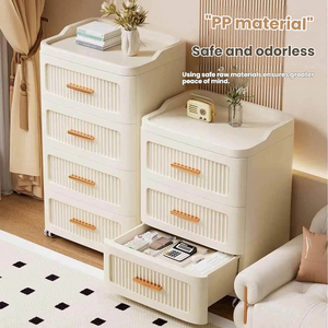 Cajonera <span class=keywords><strong>de</strong></span> Plástico Beige <span class=keywords><strong>de</strong></span> 4 Niveles <span class=keywords><strong>para</strong></span> Dormitorio, Organizador <span class=keywords><strong>de</strong></span> Almacenamiento Apilable, Portátil y Duradero <span class=keywords><strong>con</strong></span> <span class=keywords><strong>Ruedas</strong></span> - Product Image 4