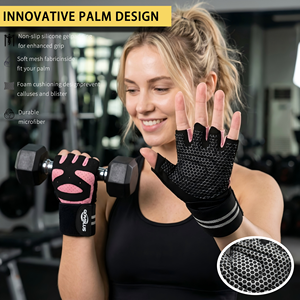 <span class=keywords><strong>Guantes</strong></span> de Levantamiento de Pesas <span class=keywords><strong>para</strong></span> Mujer, <span class=keywords><strong>Guantes</strong></span> de Gimnasio Transpirables de Microfibra con Almohadilla de Palma en Forma de Panal y Soporte <span class=keywords><strong>para</strong></span> Muñeca, <span class=keywords><strong>para</strong></span> Fitness - Product Image 3