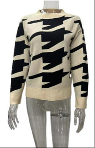 Suéter <span class=keywords><strong>de</strong></span> punto a <span class=keywords><strong>cuadros</strong></span> con cuello redondo para mujer - Top informal <span class=keywords><strong>de</strong></span> moda europea y americana - Product Image 4