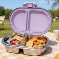 Boîte à lunch en acier inoxydable sans BPA pour enfants, très vendue, 2 compartiments, OEM acceptable