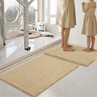 2-Piece Chenille Tufted Bathroom Rugs Set-Non-Slip Thick Soft Absorbent Boho Design Shower Floor Mats Machine Washable