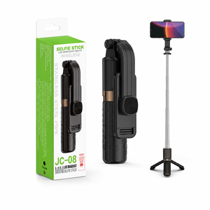 Mini trépied à texture quadrillée JC-08, bâton de selfie de 745 mm, poignée en acier inoxydable de poche, support de téléphone de voyage - Product Image 2