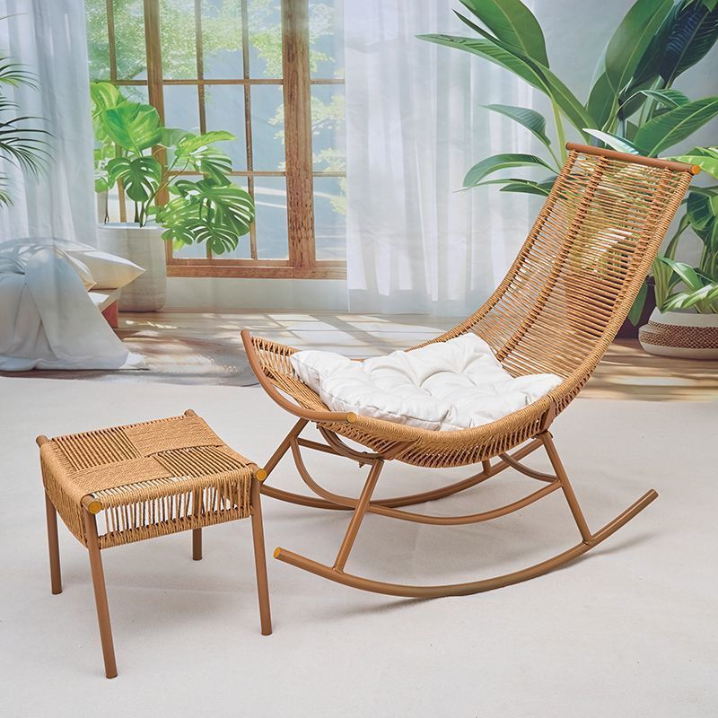 Modern Portable Rocking Chair Recliner PE Rattan Wicker Outdoor Hotel ...