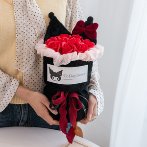 ช่อดอกกุหลาบเทียมสบู่รูปหมีผ้ากำมะหยี่นุ่มสุดๆเหมาะสำหรับเป็นของขวัญวันเกิดหรือวันวาเลนไทน์สำหรับแฟน - Product Image 3