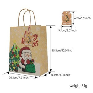 12 bolsas de papel de regalo de Navidad marrón Kraft con asa Goodie Kraft fiesta Favor bolsas de dulces para vacaciones bolsas de regalo de Navidad - Product Image 2