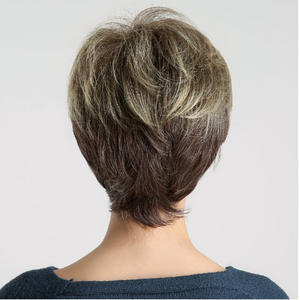 Chất Lượng Cao Tổng Hợp Tăng Lưới Tóc Giả Gốc Tối Cho Ombre Nâu Tóc Vàng Tóc Ngắn Fluffy Pixie Cắt Tóc Giả Nhà Sản Xuất - Product Image 4