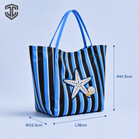 Sac de plage rayé surdimensionné avec logo personnalisé, sac fourre-tout de voyage, sac de vacances thème nautique, sac de station balnéaire, vente en gros, grande capacité, résistant à l'eau