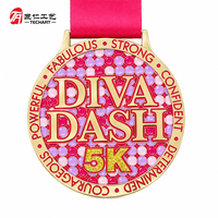 Médailles personnalisées en métal pour le marathon, médailles de récompense 5K, Diva Dash, Eagle Anchor, médaille de course scintillante.