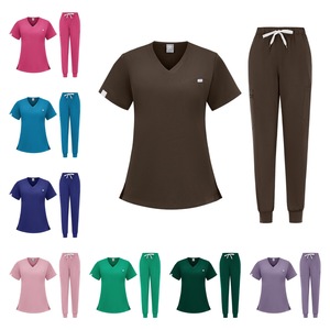 Women's Scrub Set V-Neck <b>Top</b> And Drawstring Pants Polyester Blend Hospital Uniforms For Medical Professionals - Product Image 4