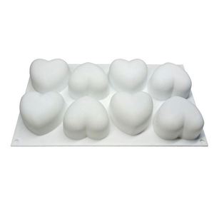 Moule en silicone 3D en forme de cœur à 8 cavités pour glaces, gâteaux, chocolats, savons, pour la pâtisserie - Product Image 2