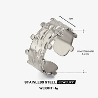 Dina Trendiger Gehämmerter Punkt-Edelstahlring Vintage-Look Strukturierter Breiter Fingerring für Damen