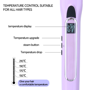 Lisseur à vapeur électrique professionnel brosse plaques en titane affichage LCD ion négatif 1 an soins des cheveux anti-brûlure - Product Image 3