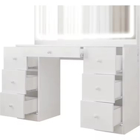 Table de toilette minimaliste moderne avec miroir LED intégré, meuble de rangement de luxe pour maquillage, idéal pour chambre à coucher et hôtel