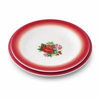 Juego de Vajilla de Melamina Serie Peonía Roja, Apto para Alimentos, Irrompible, Ligero, para Restaurantes, Hoteles, Picnics al Aire Libre