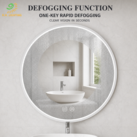 Miroir de salle de bain LED à cadre métallique, mural, à intensité variable, avec interrupteur tactile, étanche IP44, miroir de vanité intelligent pour hôtel par Joystar